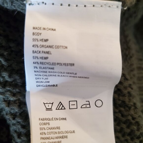 Prana Olive Green Open Front Diamond Cardigan Sweater Med Hemp/Organic Cotton - Picture 13 of 14